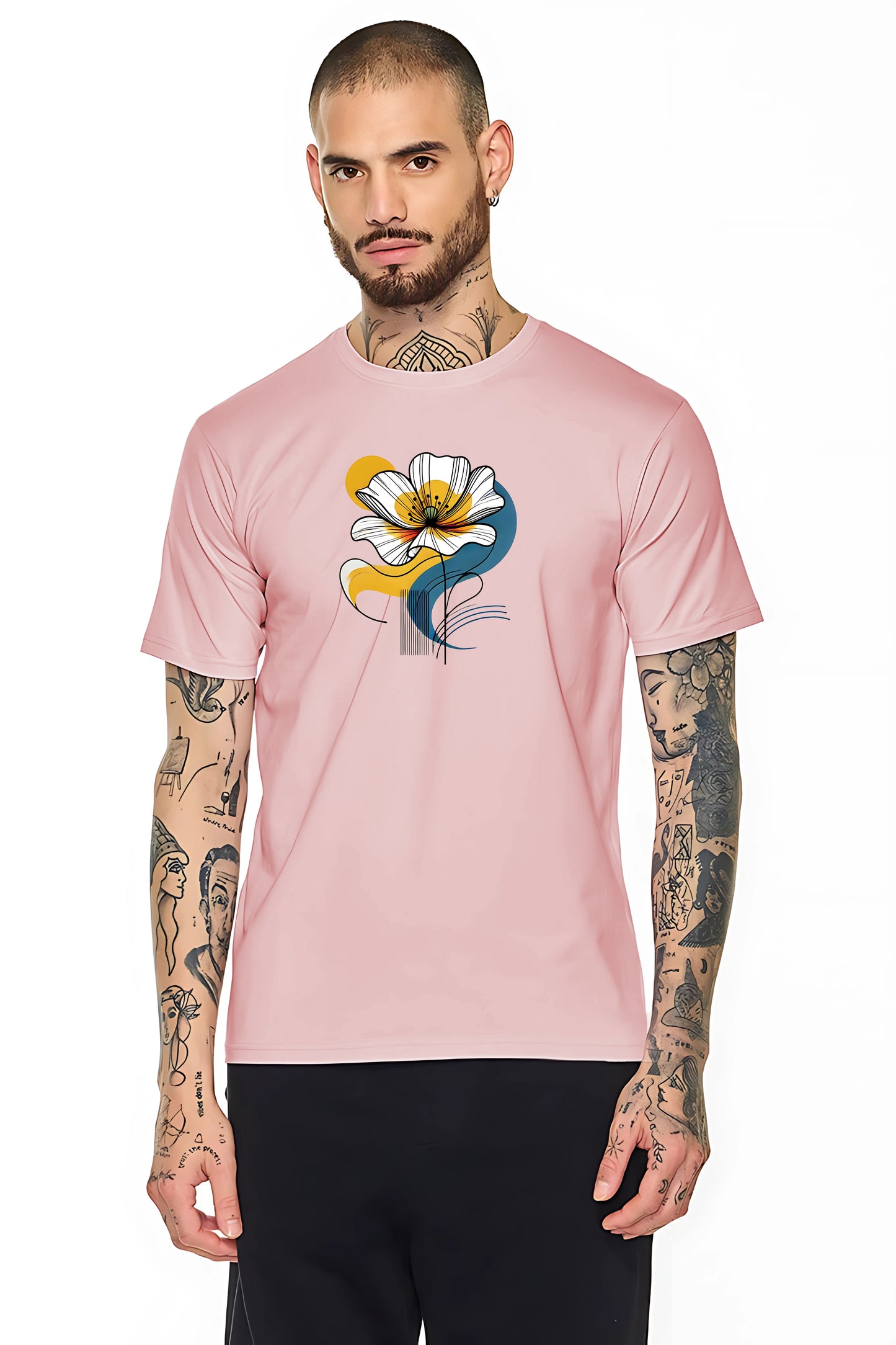 MEGA Bloomwave – Abstract Floral T-Shirt in Pastel Pink