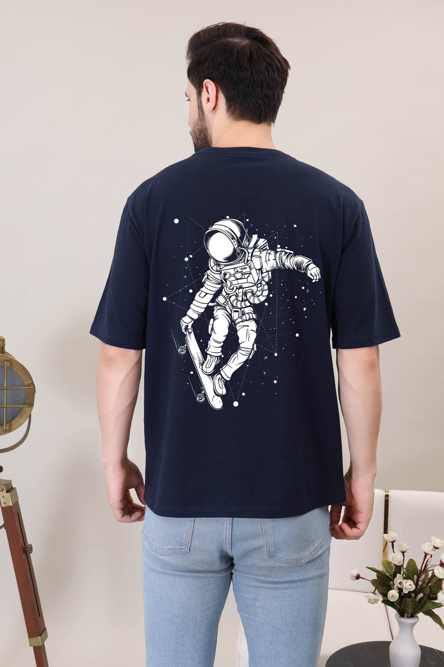 Cosmos Astronaut: Navy Blue Graphic Tee - Megakart