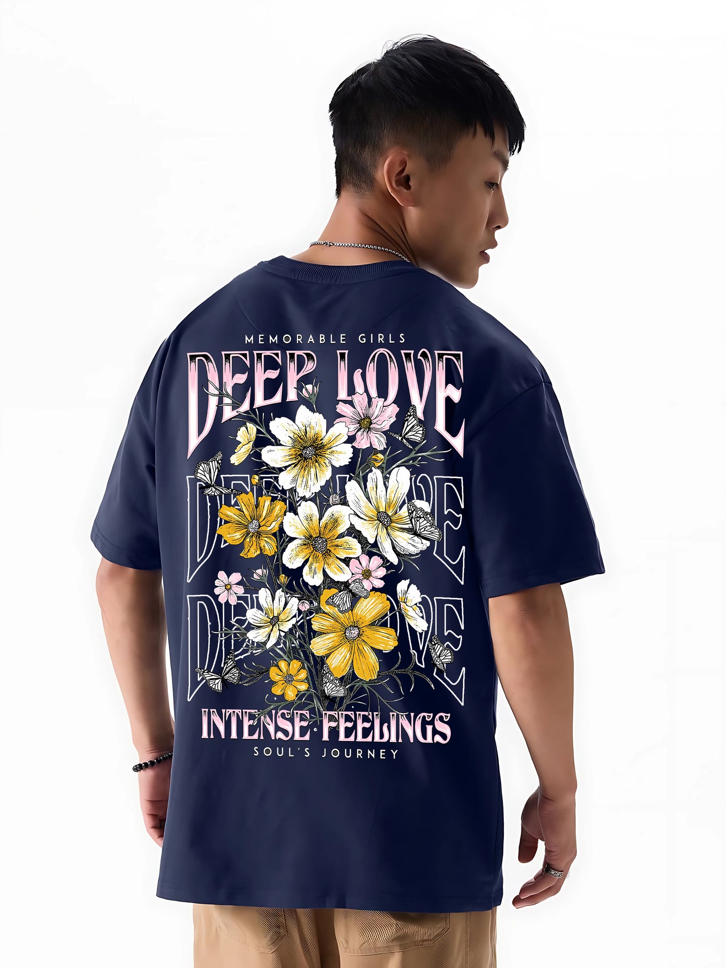 Deep Love Oversized Navy Blue Streetwear Tees