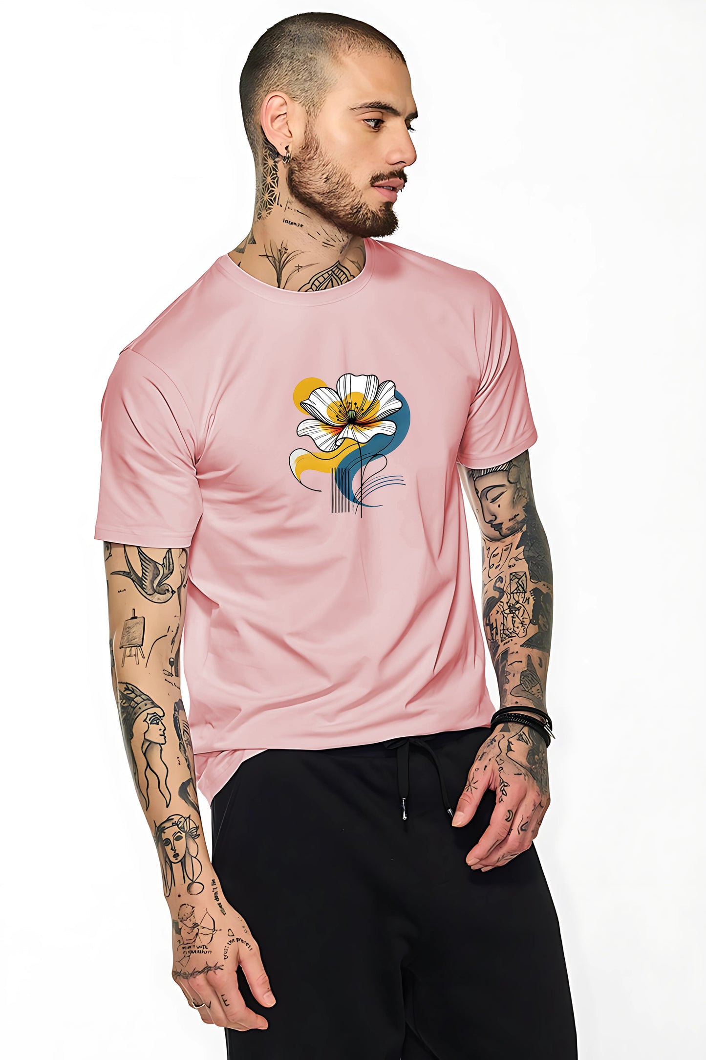 MEGA Bloomwave – Abstract Floral T-Shirt in Pastel Pink