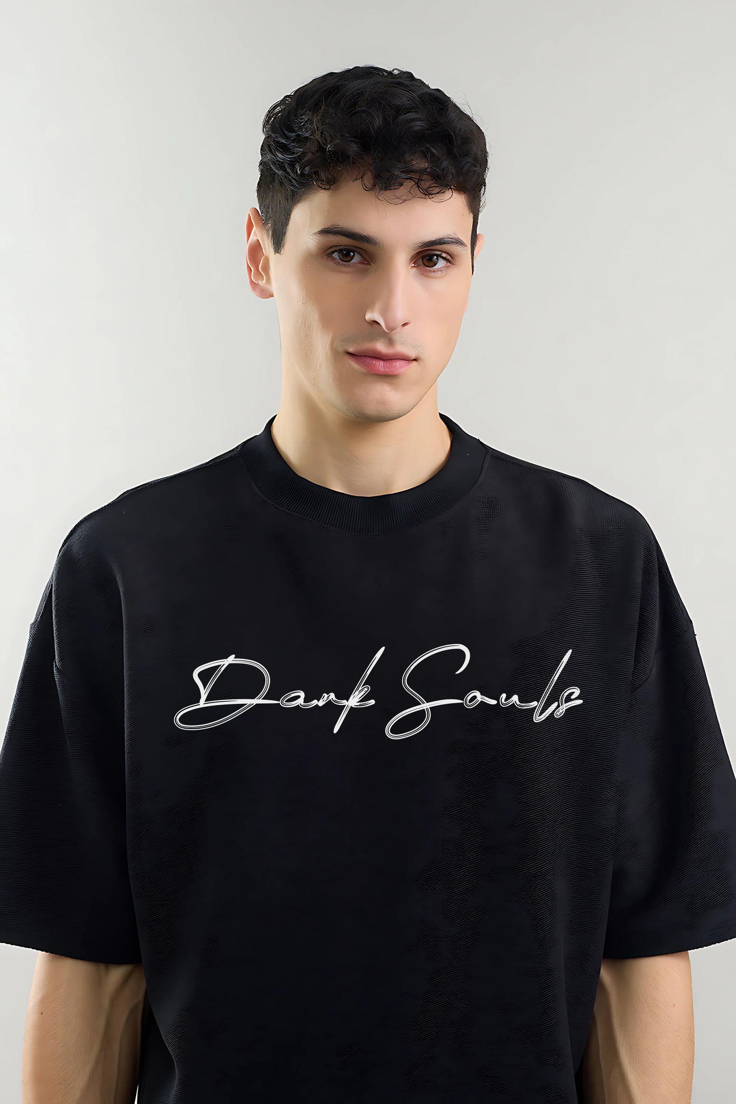 Indigo Petals Oversized T-Shirt – Black | Artistic Streetwear