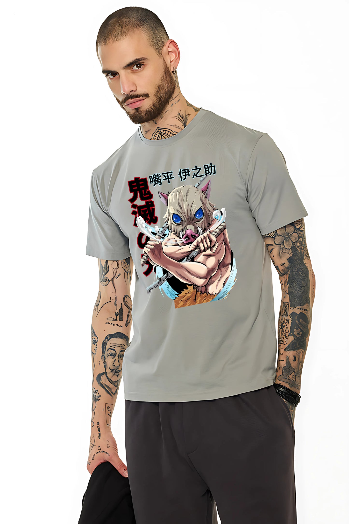 Inosuke "Savage Instinct" Anime Tee – Ash Grey