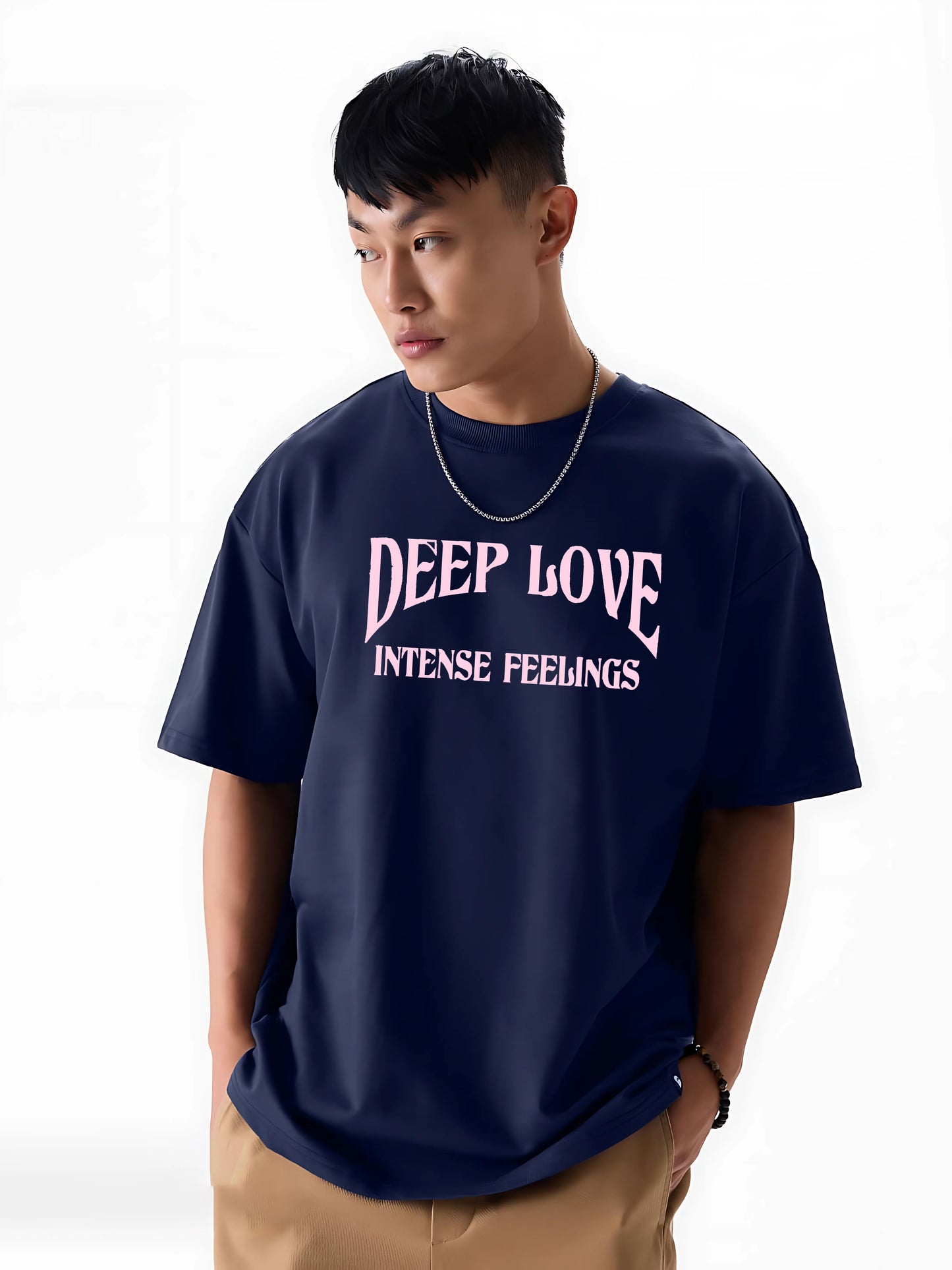 Deep Love Oversized Navy Blue Streetwear Tees