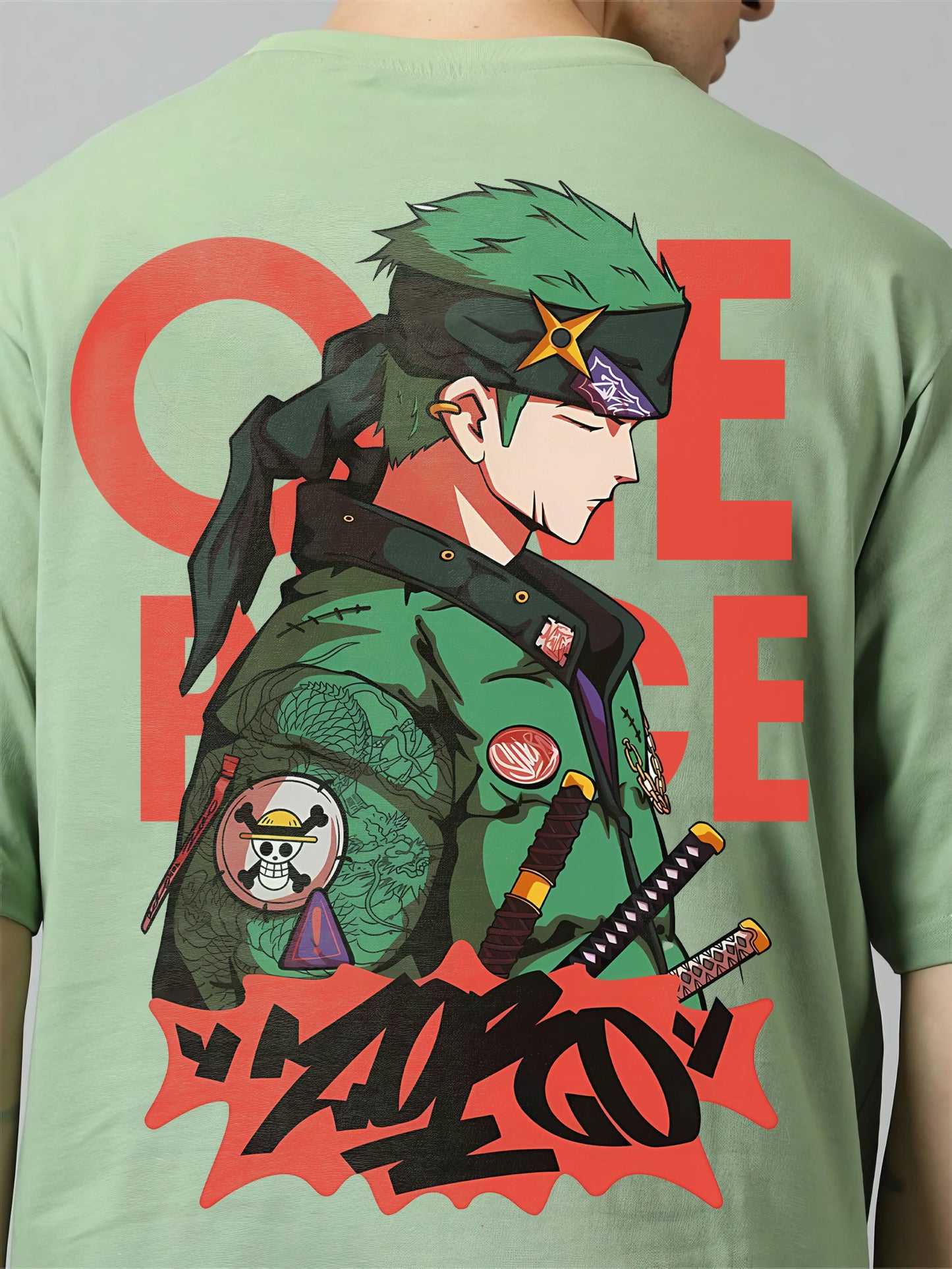 Zoro Samurai Graffiti Oversized Tees | Anime Edition