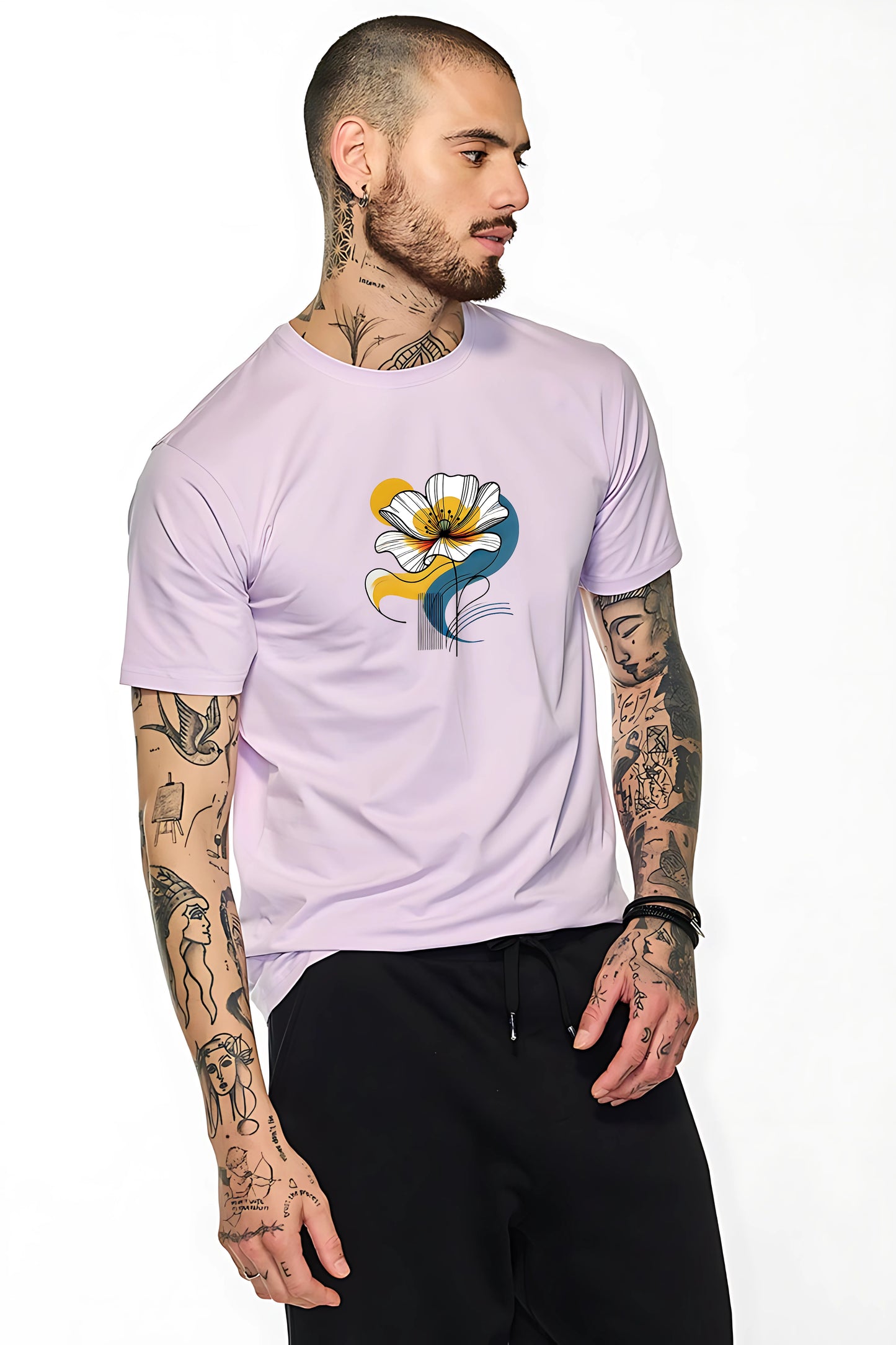 MEGA Bloom wave – Abstract Floral T-Shirt in Lavender Mist