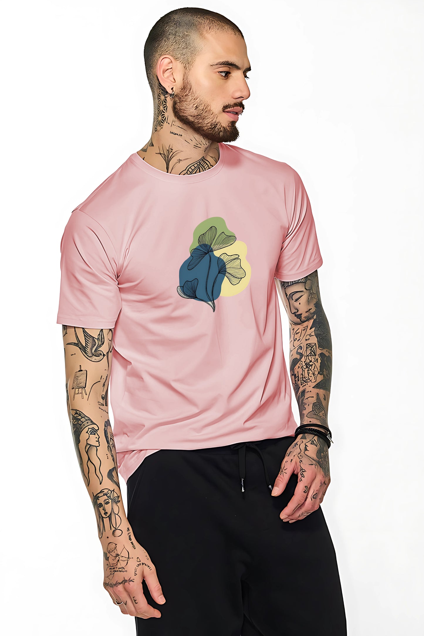 Abstract Floral Art Blush Pink T-Shirt