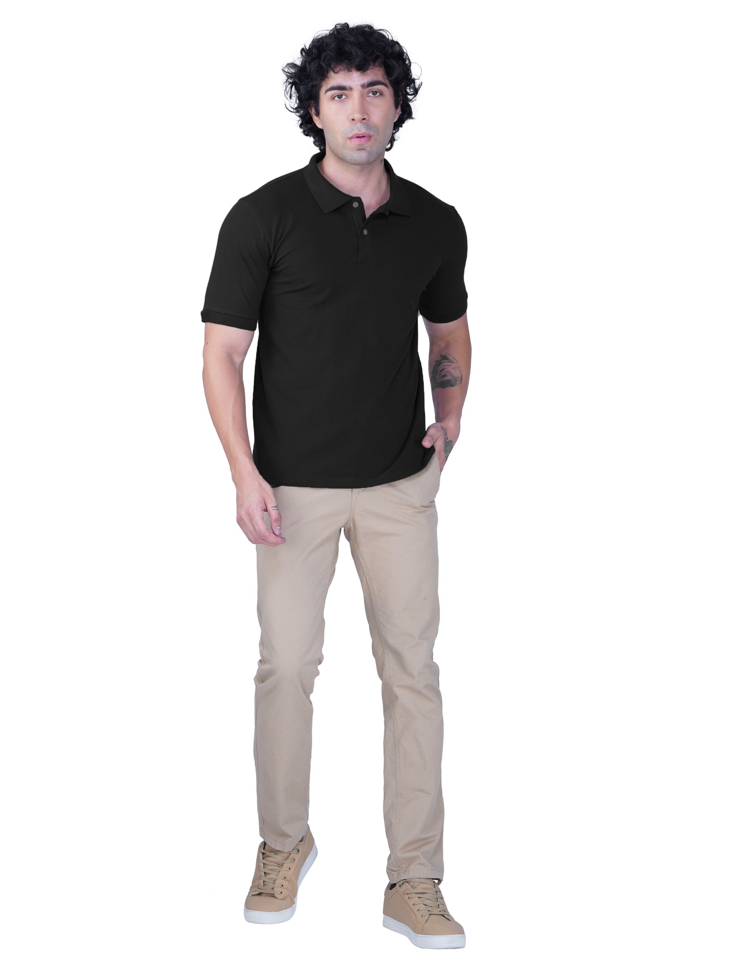 Black Premium Cotton Polo T-shirt