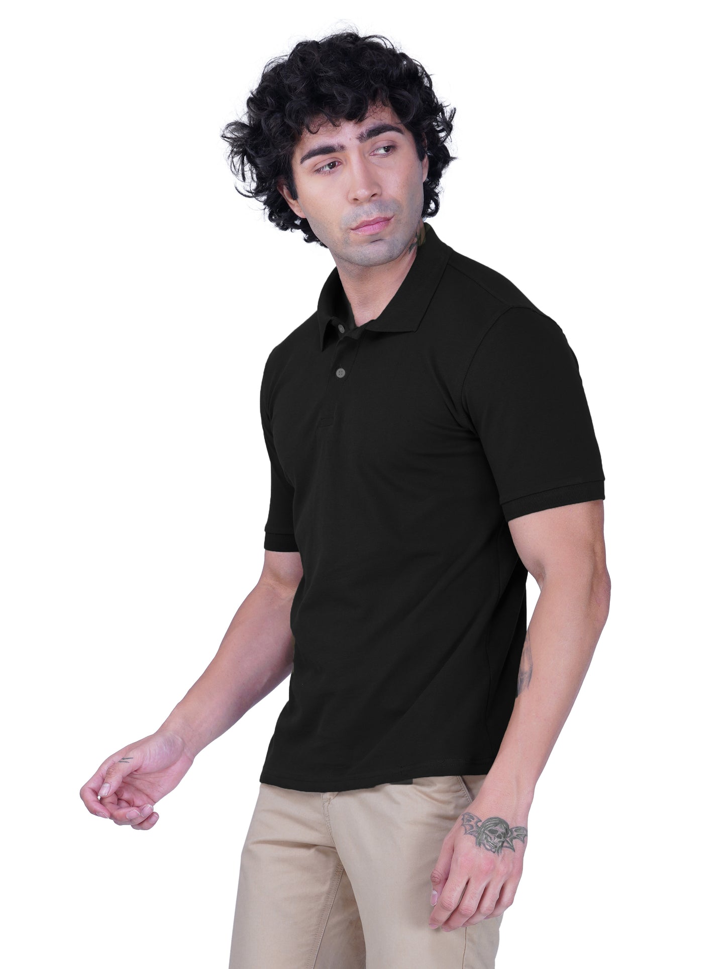 Black Premium Cotton Polo T-shirt