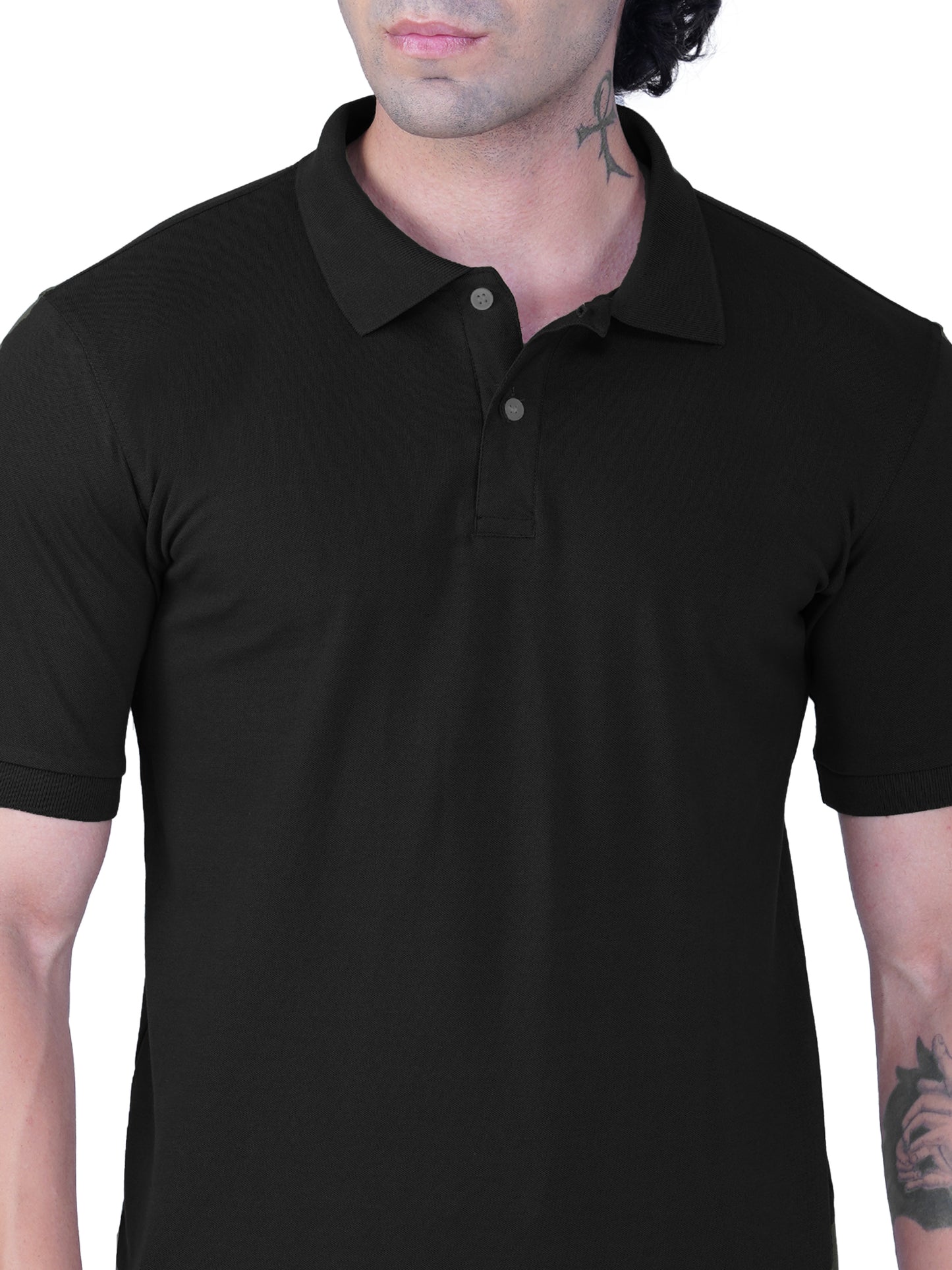 Black Premium Cotton Polo T-shirt