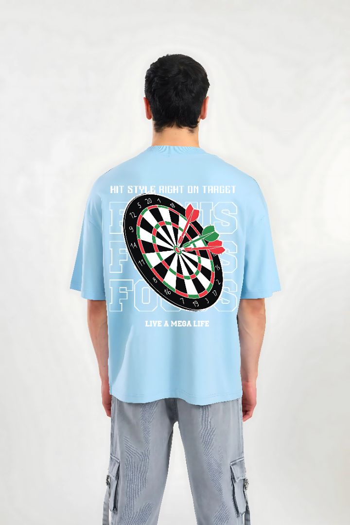 "Focus On Target" Oversized T-Shirt – Sky Blue