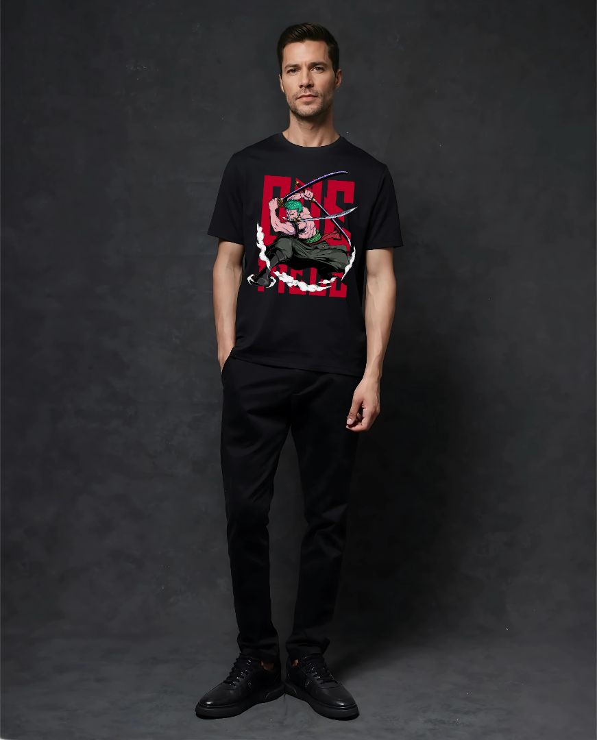 Zoro Triple Blade Black Tees – Anime Edition