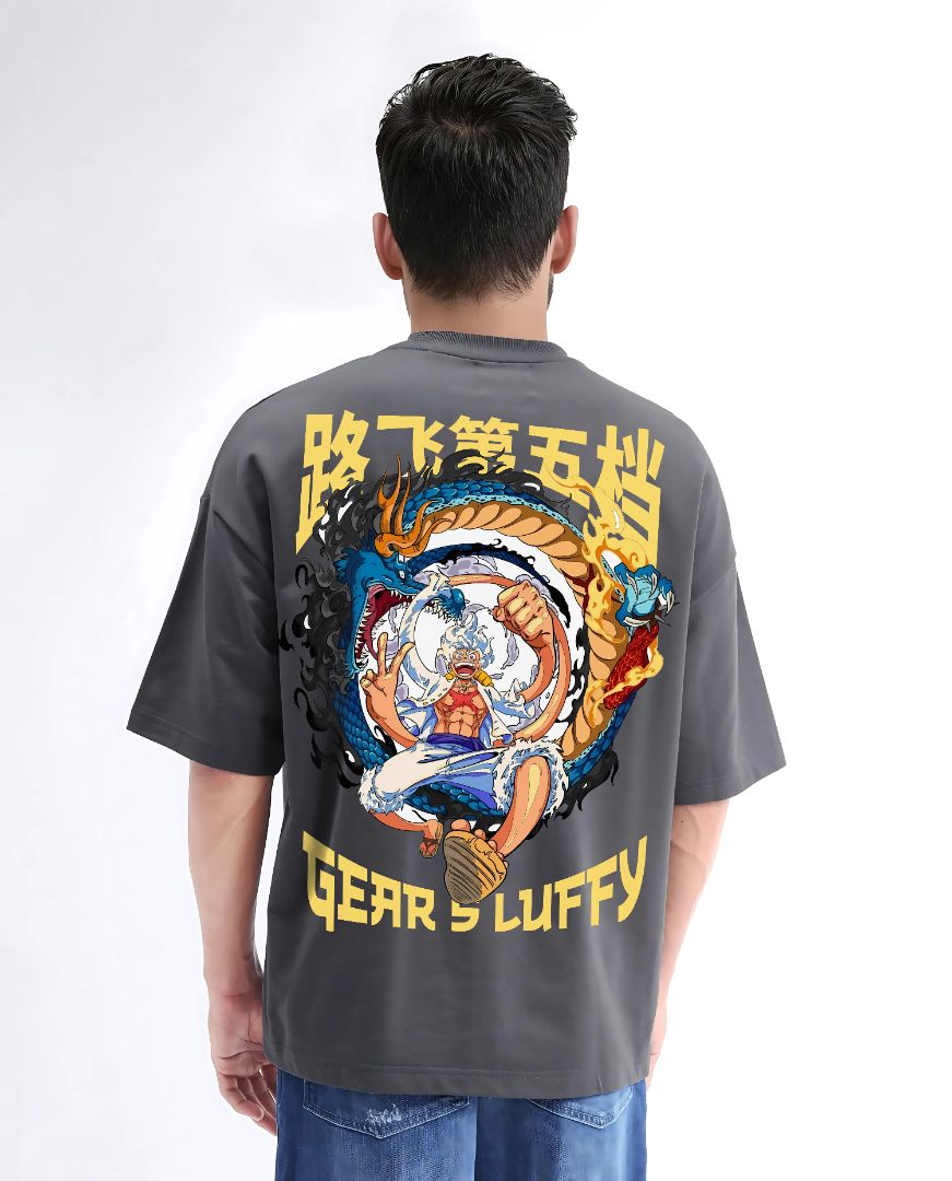 Gear 5 Luffy vs Kaido T-Shirt – Oversized One Piece Anime Tee