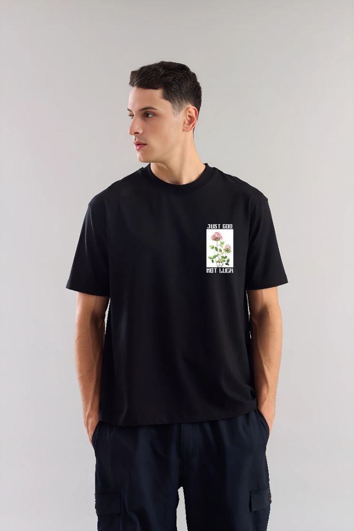 Just God Not Luck Black Regular T-Shirt