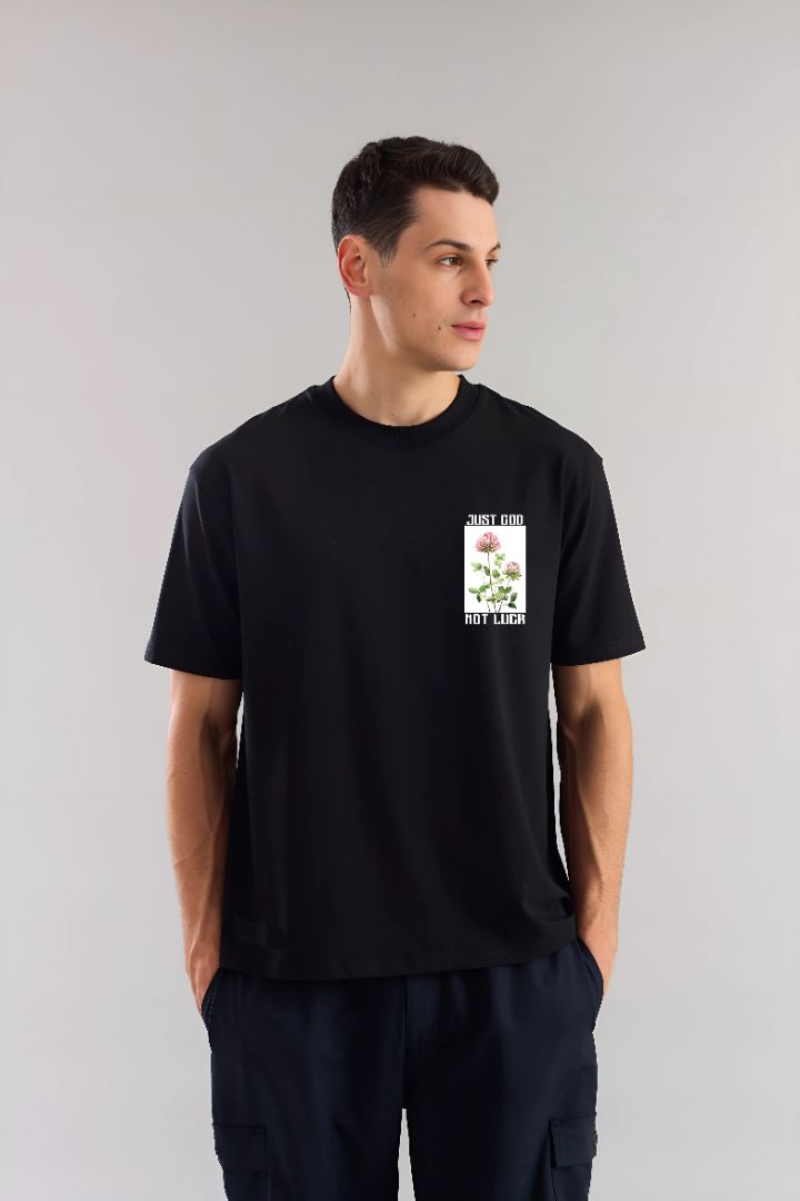 Just God Not Luck Black Regular T-Shirt