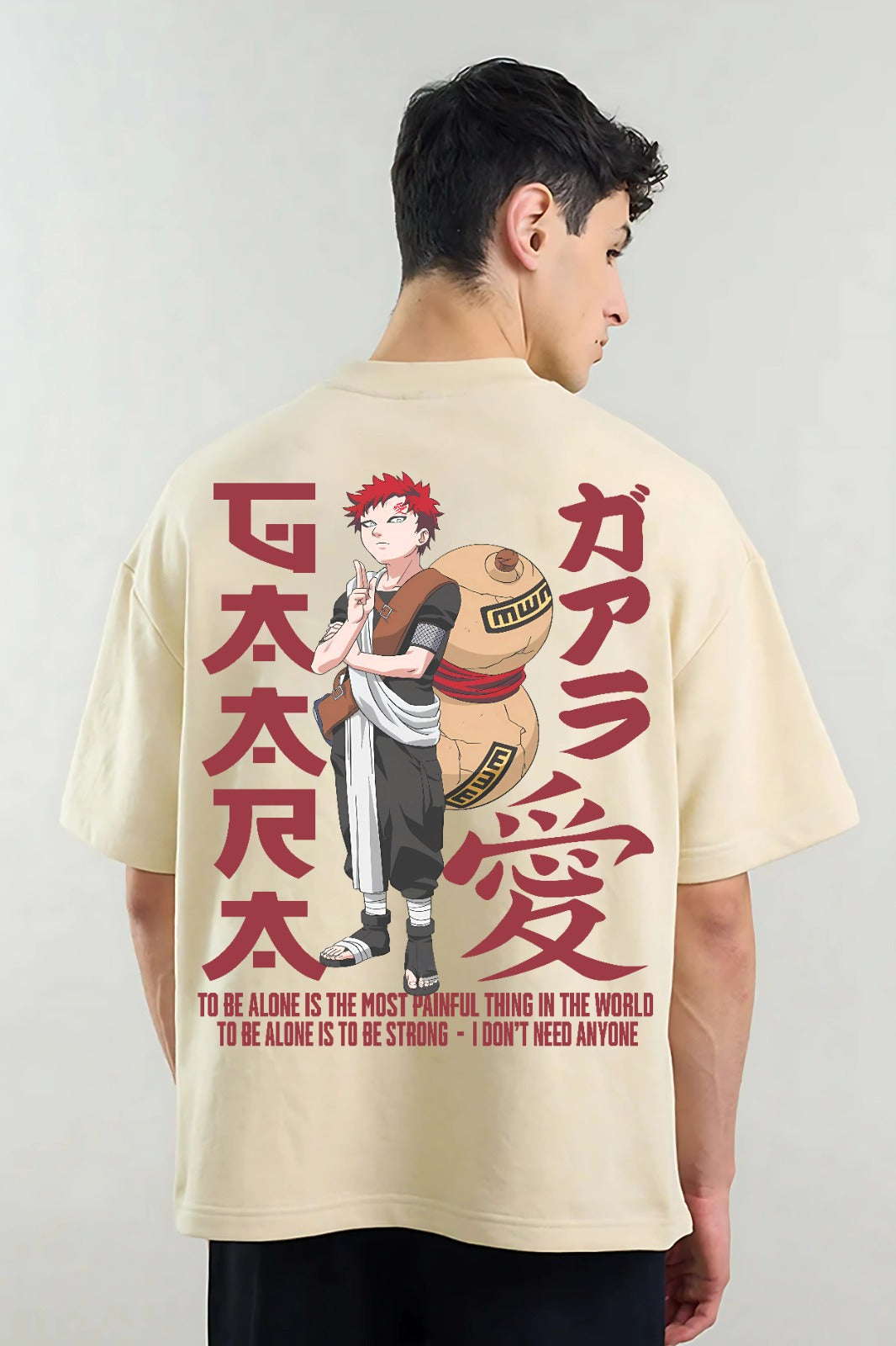 Gaara Naruto anime oversized T-shirt for men – premium fabric with free shipping and COD