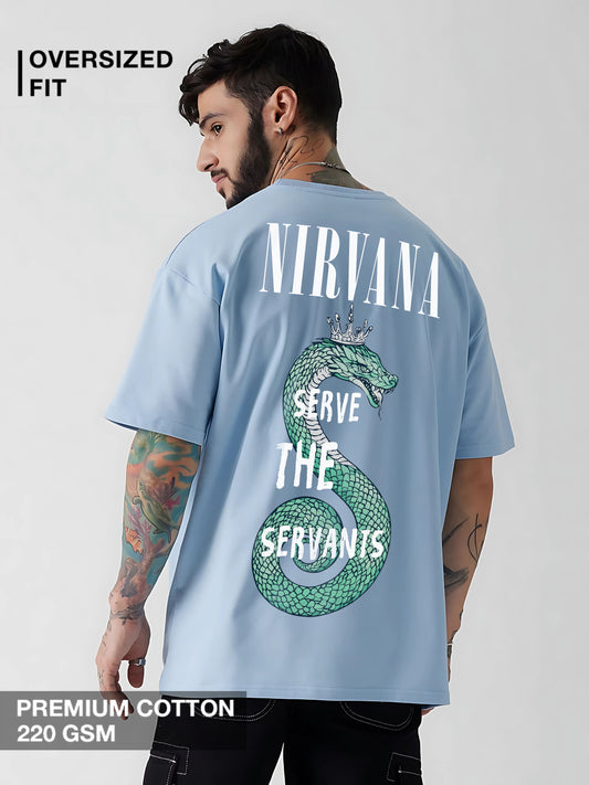 Nirvana Serve the Servants Serpent Oversized Light Blue T-Shirt by Megakart