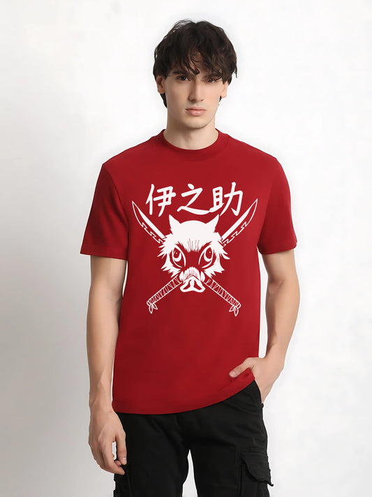 Inosuke Beast Mode Tee – Crimson Samurai Edition