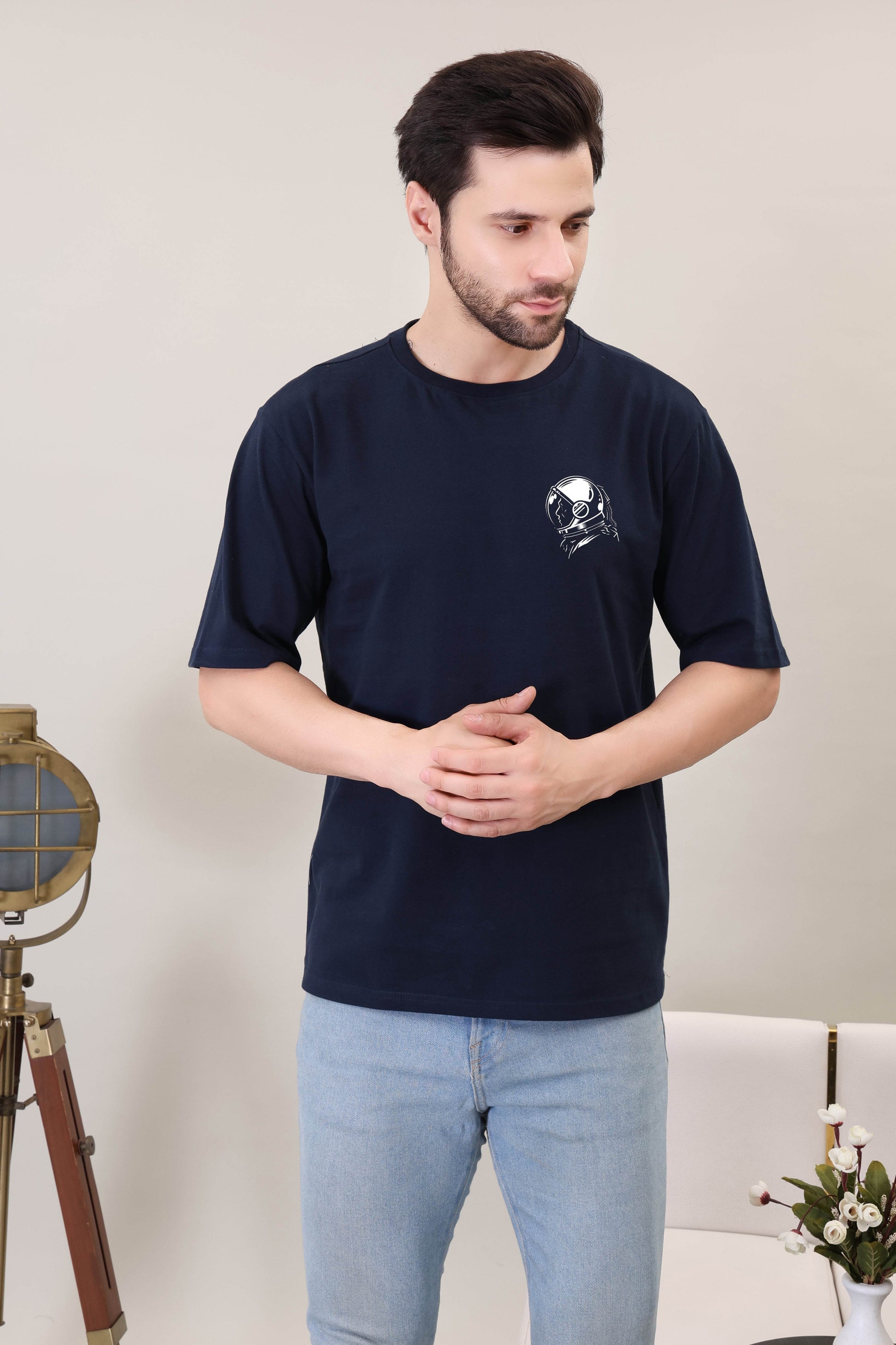 Cosmos Astronaut: Navy Blue Graphic Tee - Megakart