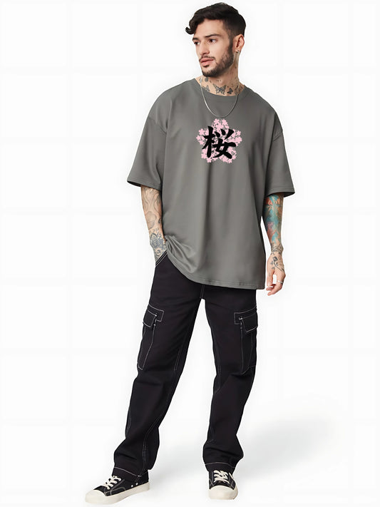Sakura Haruno Oversized Anime T-Shirt – Steel Grey Edition
