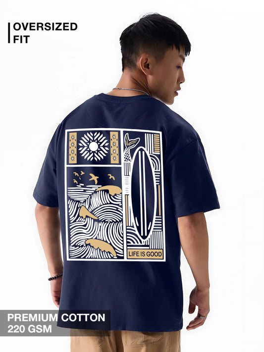 "Life is Good" Navy Blue Luxe Oversized T-Shirt
