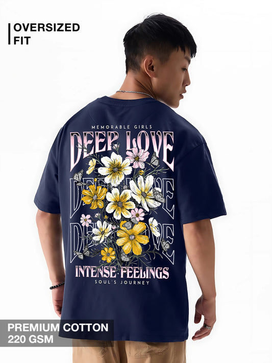 Deep Love Oversized Navy Blue Streetwear Tees