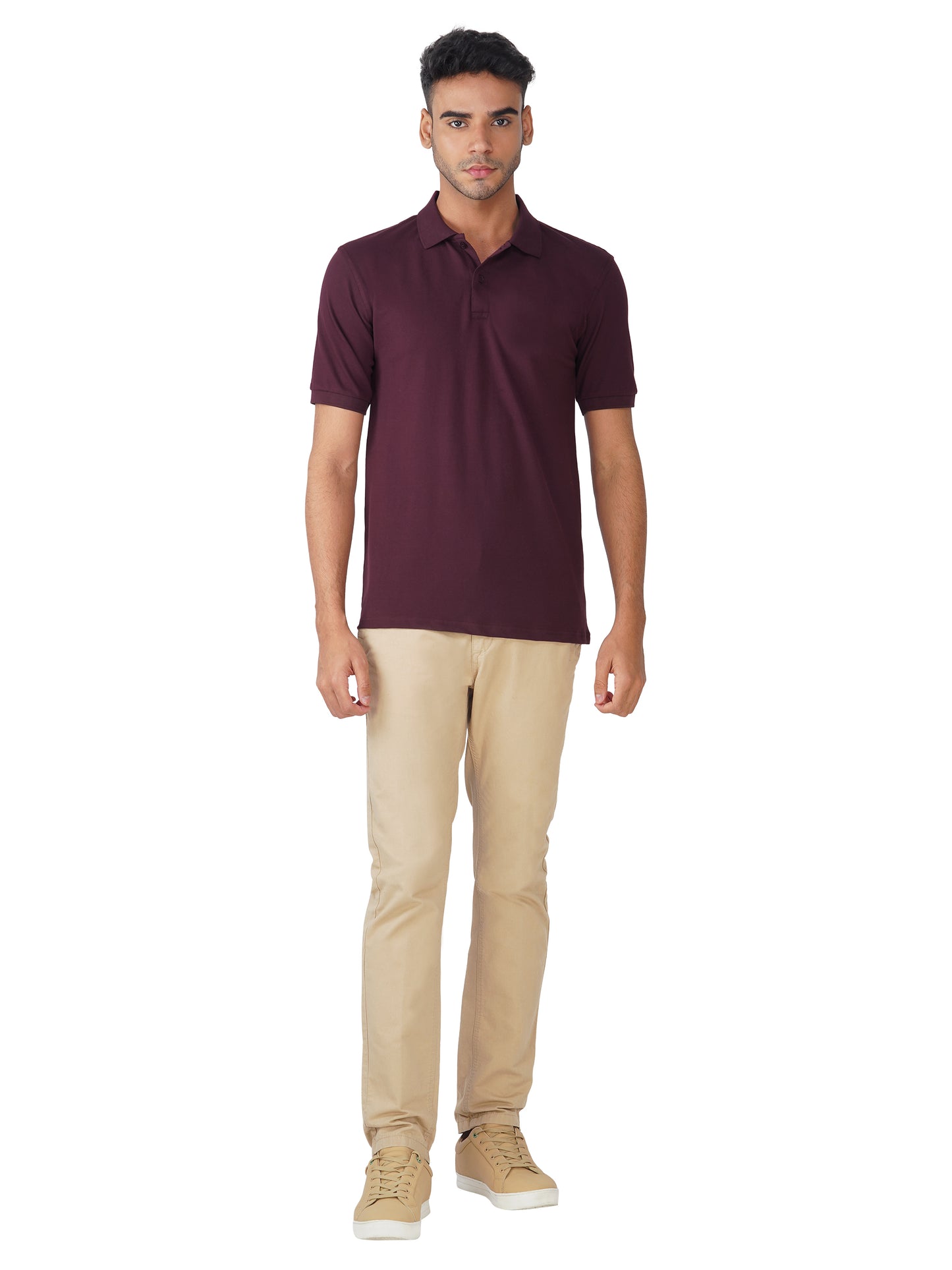 Wine Premium Cotton Polo T-shirt