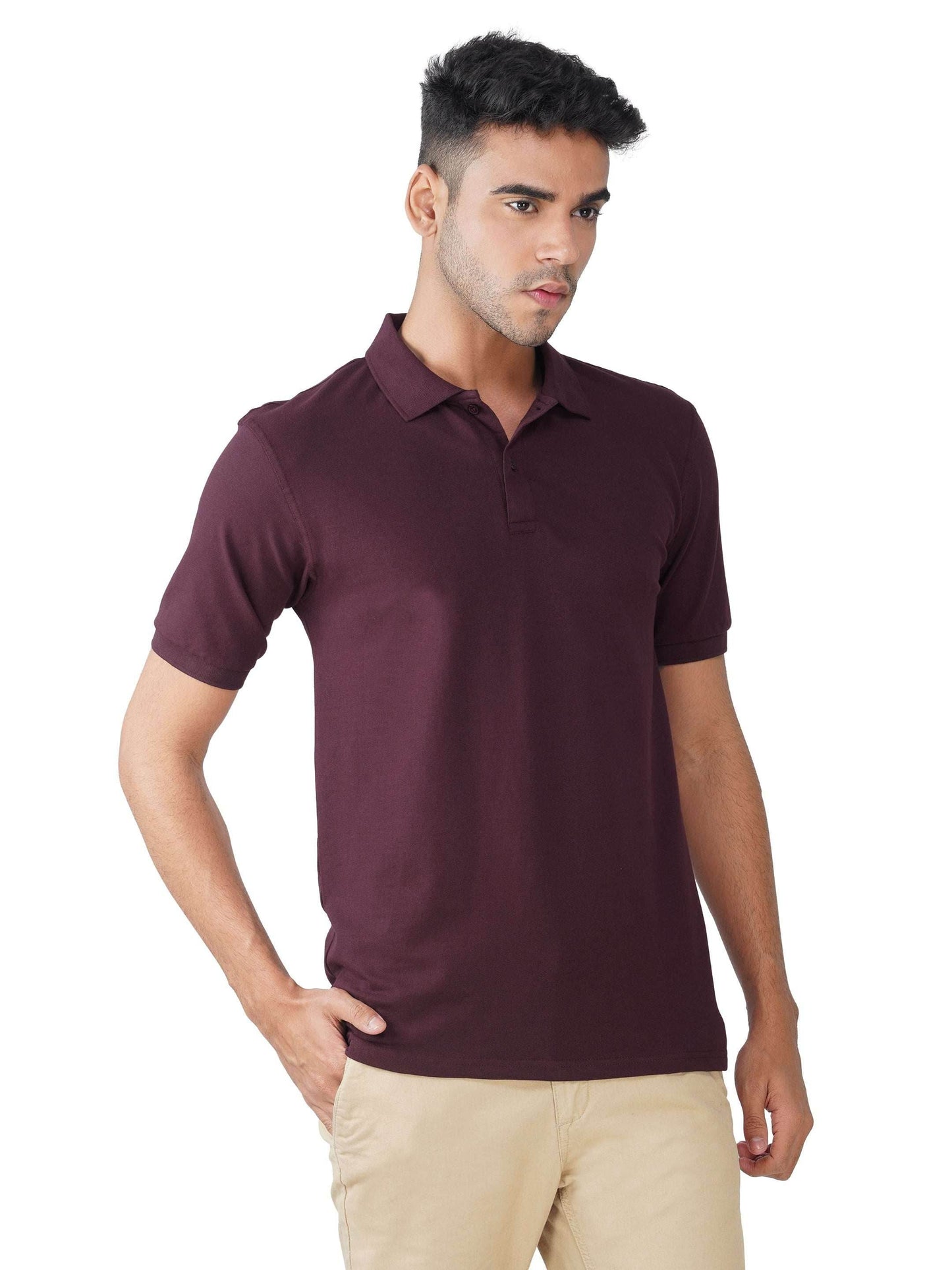 Wine Premium Cotton Polo T-shirt