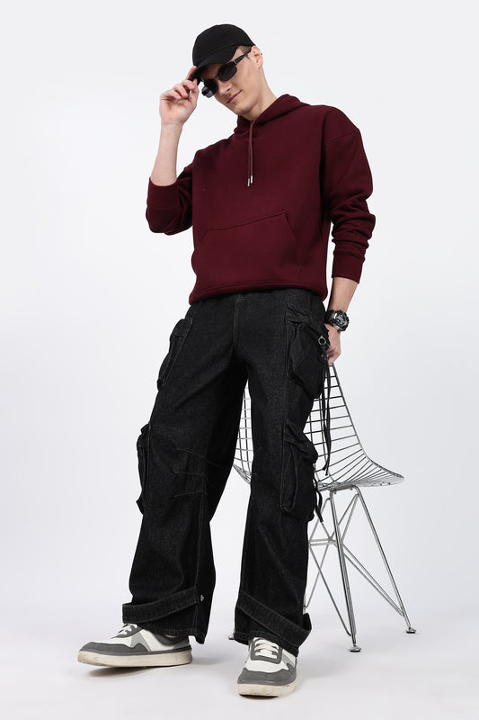 Maroon Drop Shoulder Core Lab Hoodie