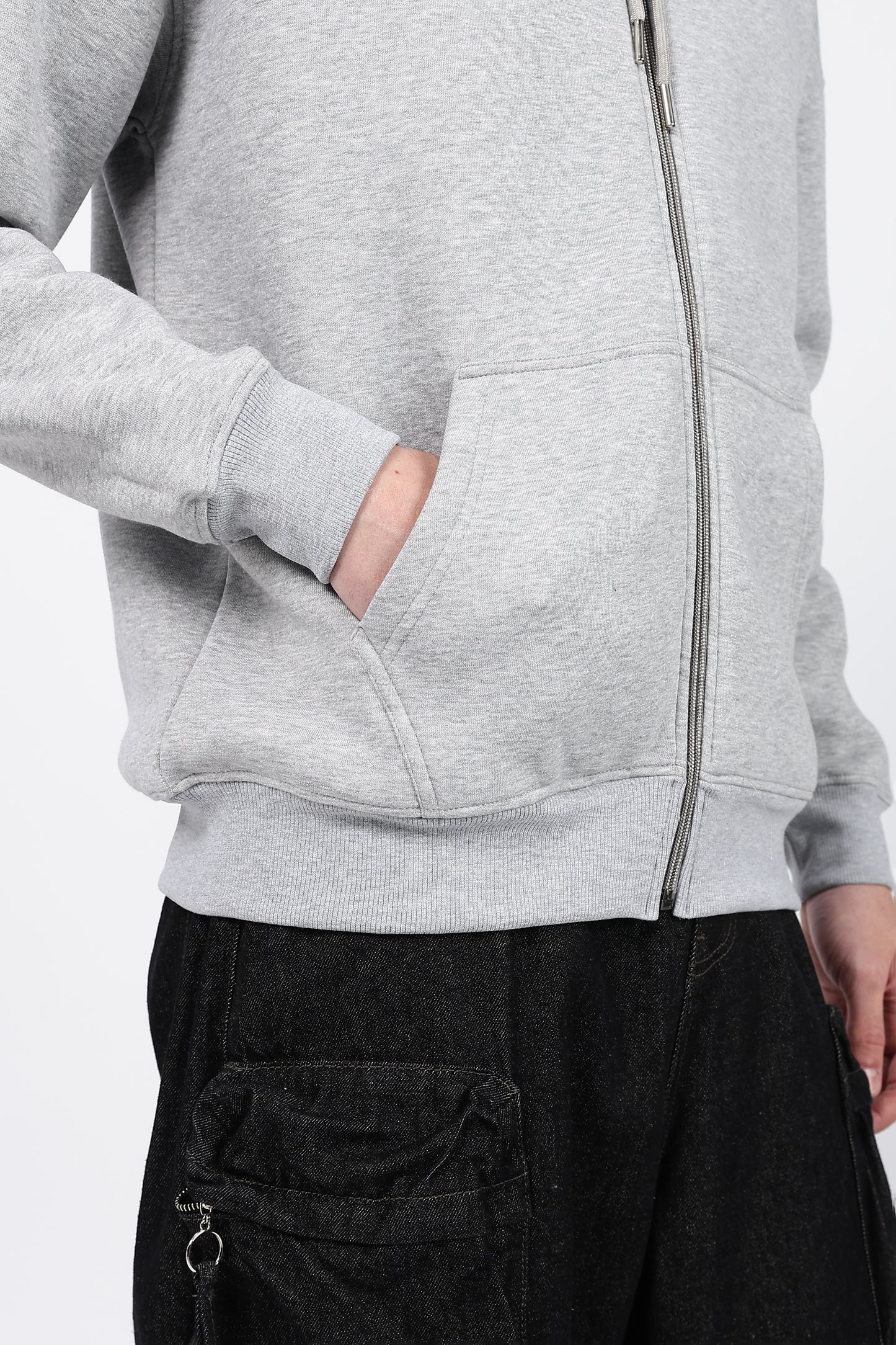 Drop Shoulder Zipper Hoodie – Mélange