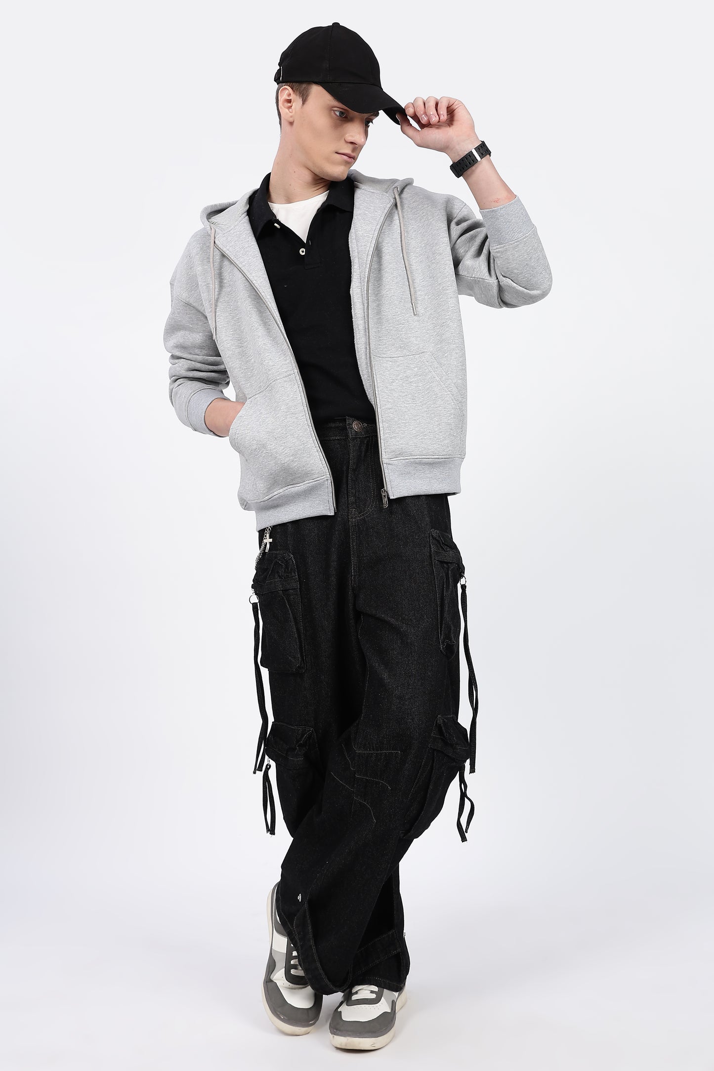 Drop Shoulder Zipper Hoodie – Mélange