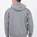 Drop Shoulder Zipper Hoodie – Grey