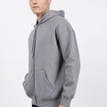 Drop Shoulder Zipper Hoodie – Grey