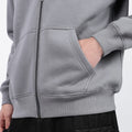 Drop Shoulder Zipper Hoodie – Grey