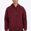 Drop Shoulder Zipper Hoodie – Maroon