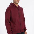 Drop Shoulder Zipper Hoodie – Maroon