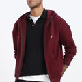 Drop Shoulder Zipper Hoodie – Maroon