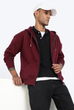 Drop Shoulder Zipper Hoodie – Maroon