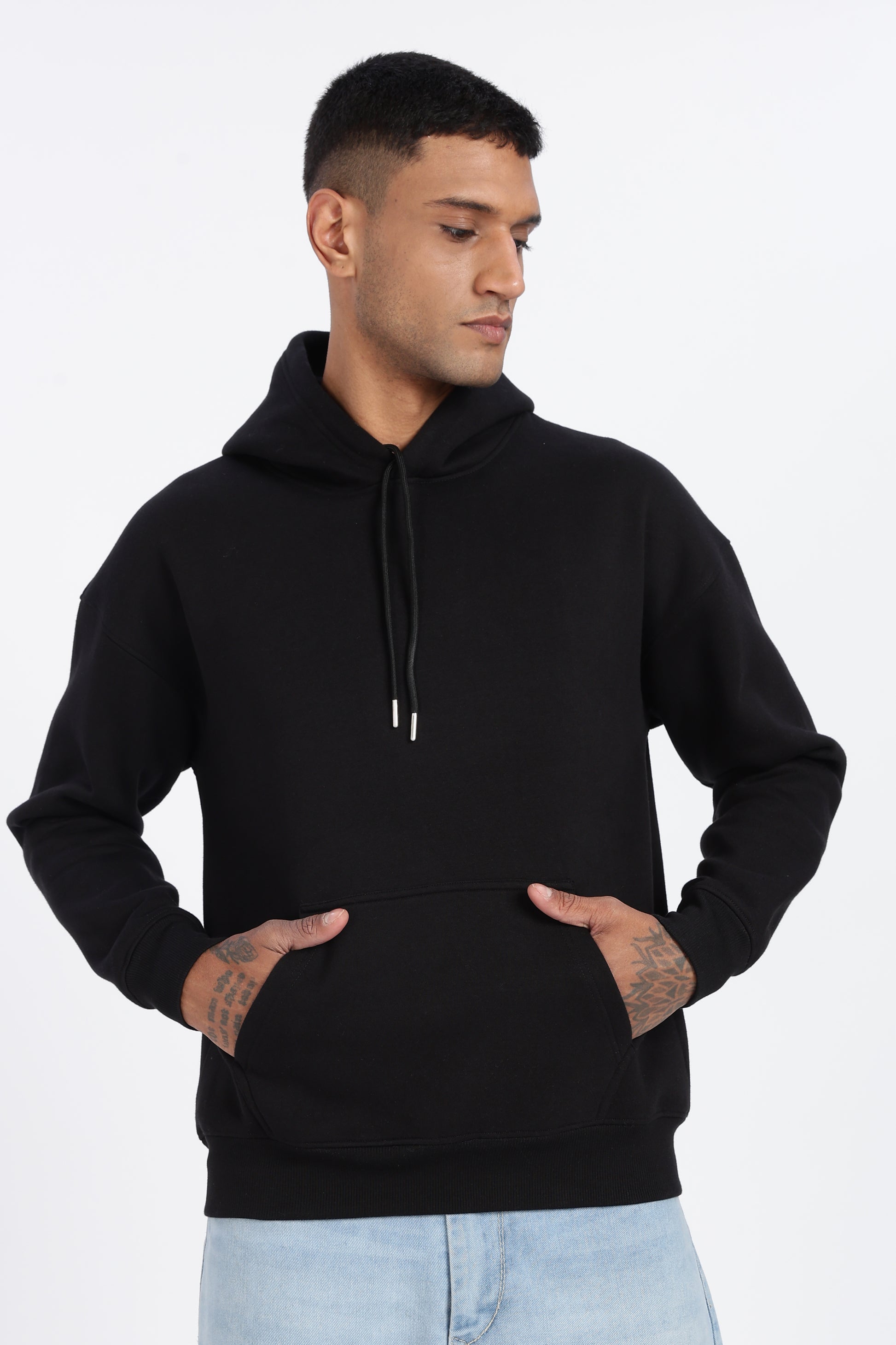 Black 350 GSM Oversized Relaxed Fit Hoodie – Megakart