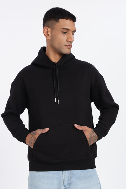 Black 350 GSM Oversized Relaxed Fit Hoodie – Megakart