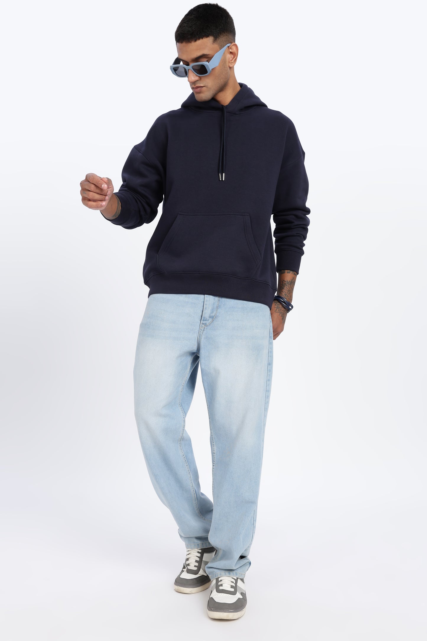 Drop Shoulder Core Lab Hoodie – Navy Blue