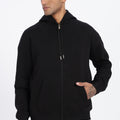 Drop Shoulder Zipper Hoodie – Black