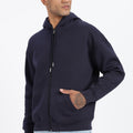 Drop Shoulder Zipper Hoodie – Navy Blue