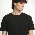 Oversized black T-shirt for men 100% cotton 220 GSM – minimalist heavyweight tee by Megakart