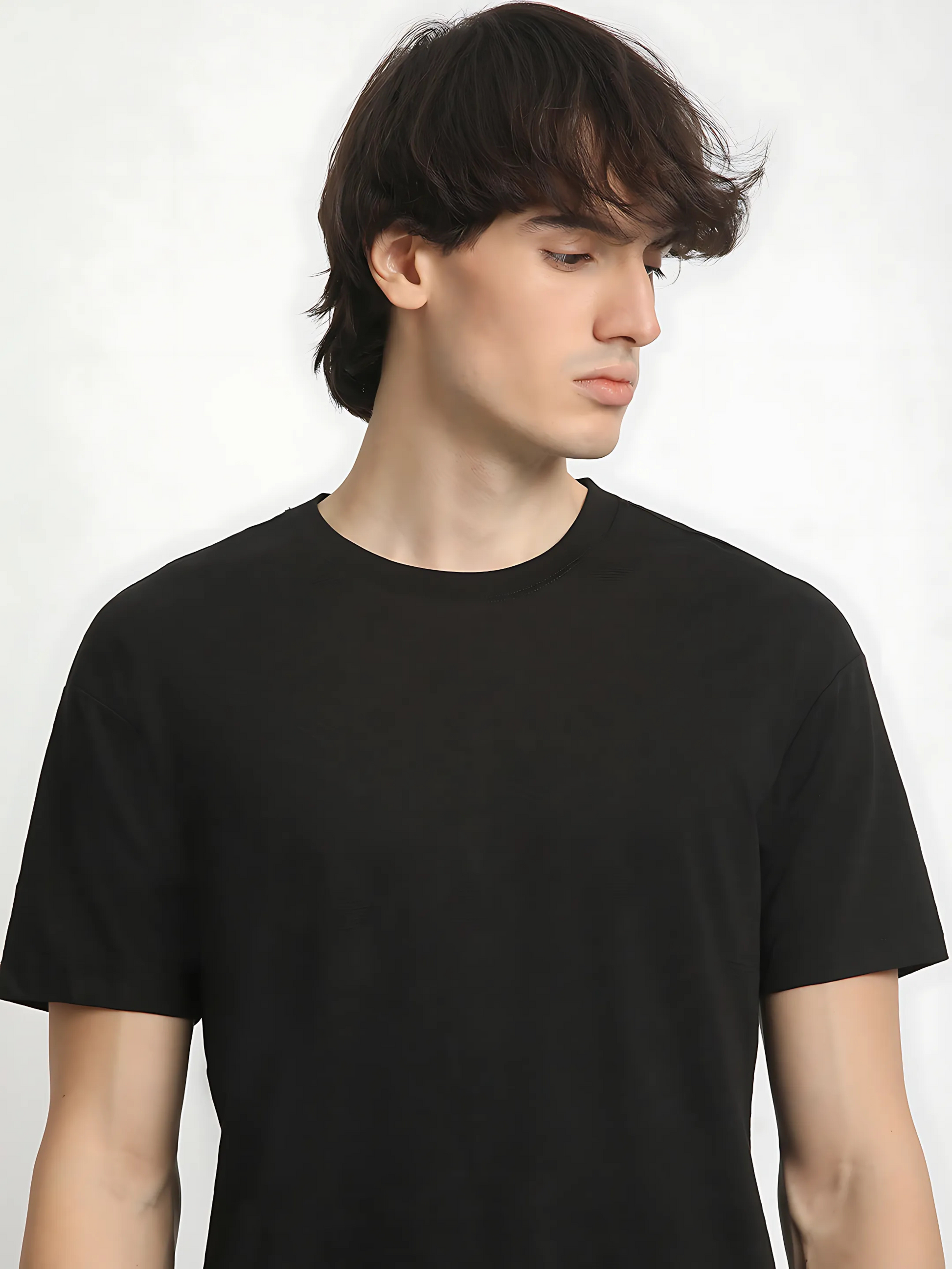 Oversized black T-shirt for men 100% cotton 220 GSM – minimalist heavyweight tee by Megakart