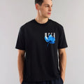 MEGA Bloom – Black T-Shirt with Blue Floral