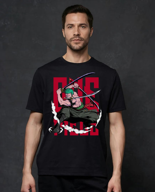 Zoro Triple Blade Black Tees – Anime Edition