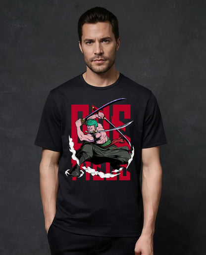 Zoro Triple Blade Black Tees – Anime Edition