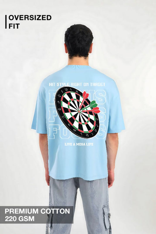 "Focus On Target" Oversized T-Shirt – Sky Blue