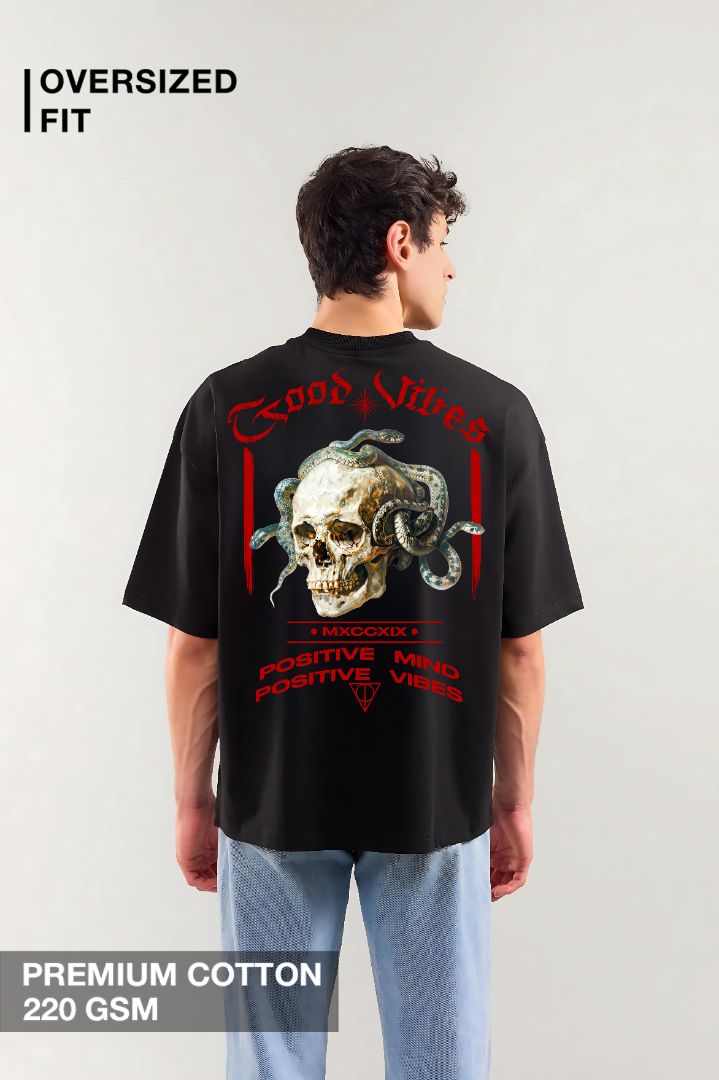 Serpent Skull Legacy: Black Oversized T-shirts