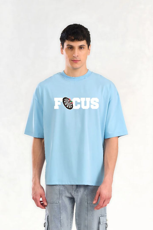 "Focus On Target" Oversized T-Shirt – Sky Blue